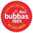 Bubba's 2025 Best Conch Chowder winner badge