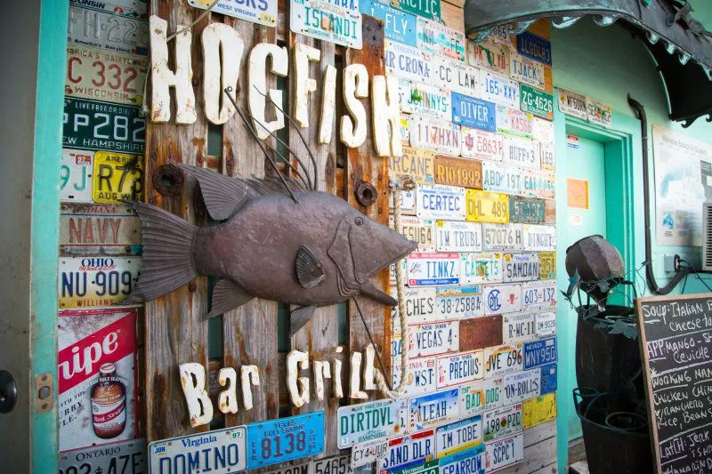 Hogfish sign inside the restaurant